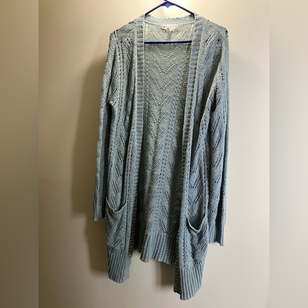 2/$20 Pink Rose Light Blue Cardigan